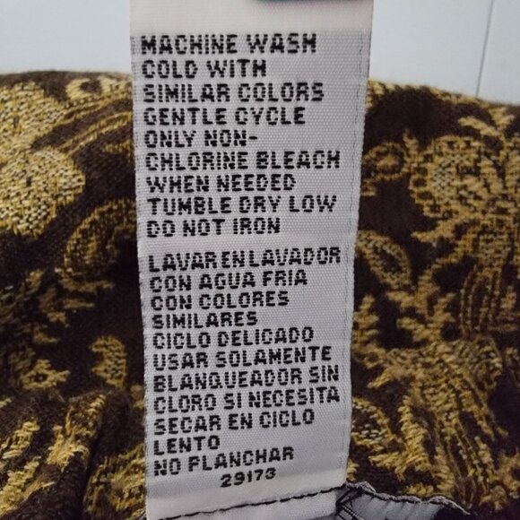 VTG Sag Harbor Womens Midi Skirt Faux Wrap Sz 2XL Brown & Gold Brocade Preppy - Picture 11 of 12